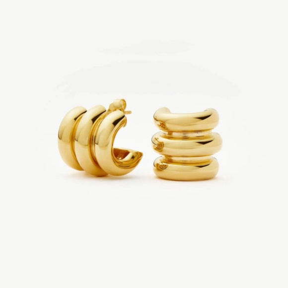 54. MISSOMA CHUBBY TRIPLE SMALL HOOP EARRINGS 18k GOLD $203 NEW - Picture 1 of 4